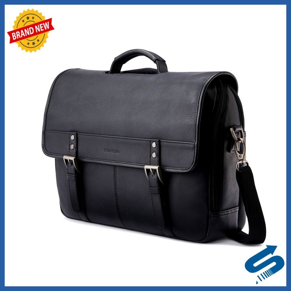 Leather Laptop Briefcase Fits 15.6" Computers Professional Satchel